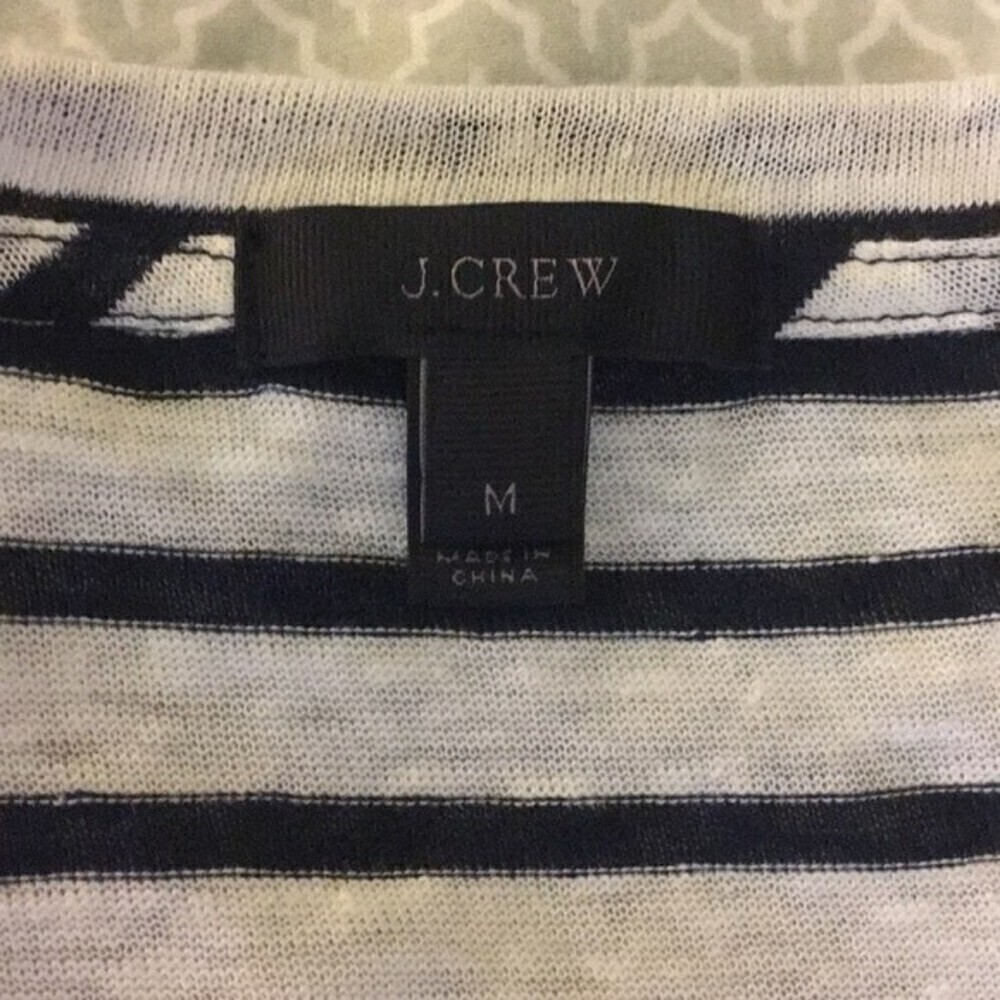 Jcrew Linen Knit Pom Pom Top Size M Navy Blue Black - Picture 5 of 7